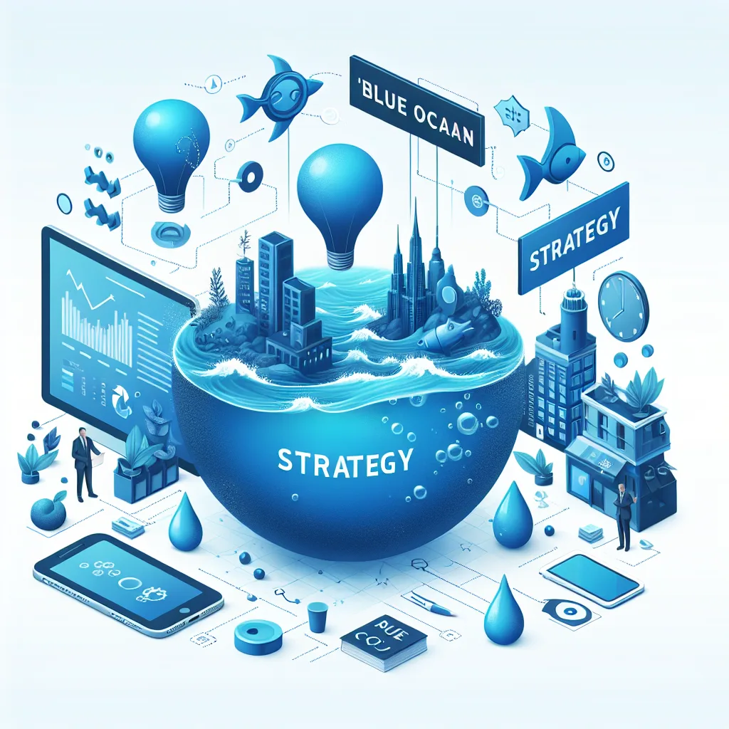 Ilustração para artigo sobre: blue ocean strategy. Estilo editorial, profissional, sem texto na imagem.
